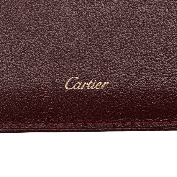 カルティエ マストライン 二つ折り財布 CRL3001368 ワインレッド ゴールド レザー レディース CARTIER 【中古】