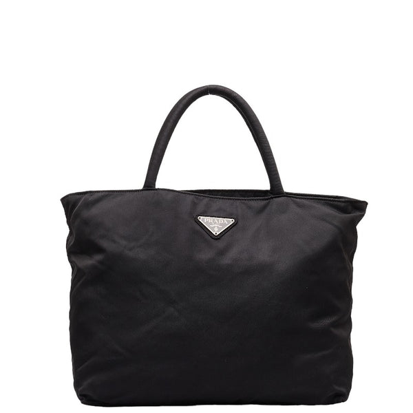 プラダ 三角ロゴプレート ハンドバッグ ブラック ナイロン レディース PRADA 【中古】