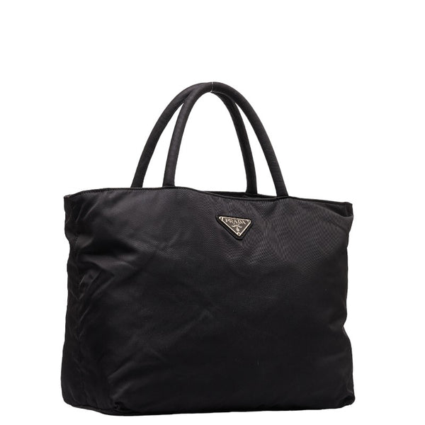プラダ 三角ロゴプレート ハンドバッグ ブラック ナイロン レディース PRADA 【中古】
