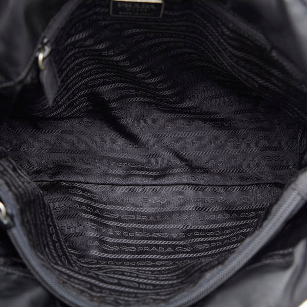 プラダ 三角ロゴプレート ハンドバッグ ブラック ナイロン レディース PRADA 【中古】