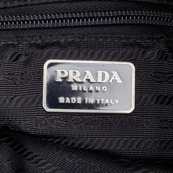 プラダ 三角ロゴプレート ハンドバッグ ブラック ナイロン レディース PRADA 【中古】