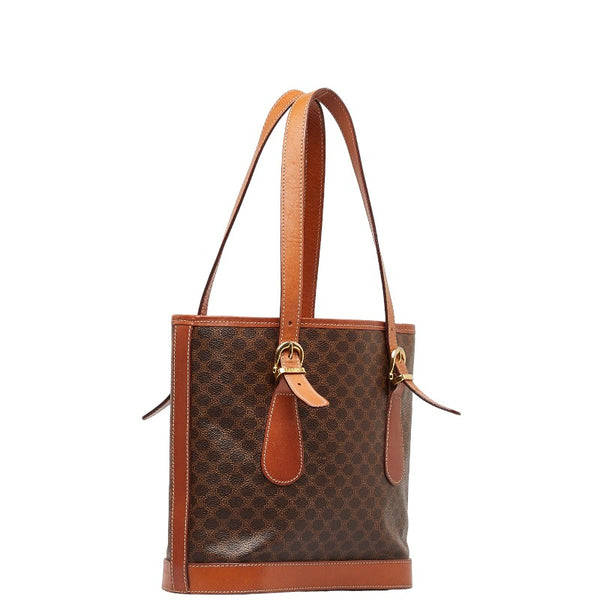 セリーヌ マカダム トートバッグ ショルダーバッグ ブラウン PVC レザー レディース CELINE 【中古】