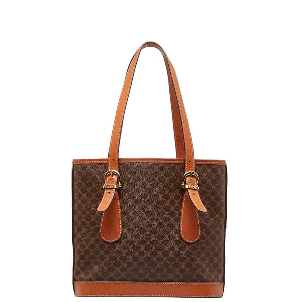 セリーヌ マカダム トートバッグ ショルダーバッグ ブラウン PVC レザー レディース CELINE 【中古】