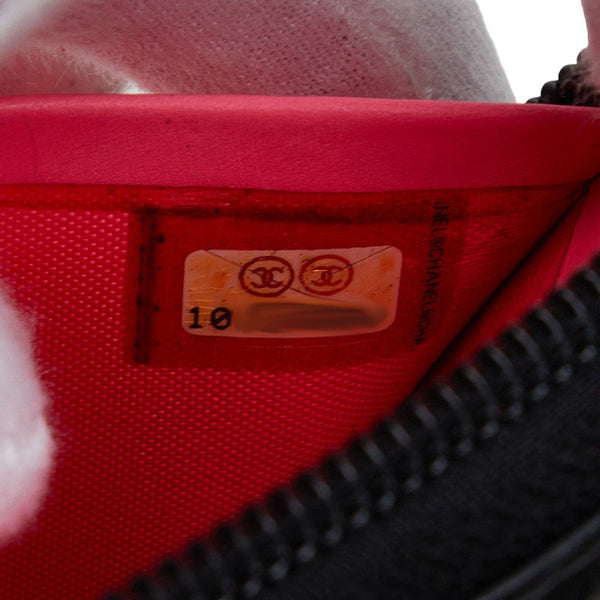 シャネル カンボンライン ココマーク ラウンドファスナー 長財布 ブラック レザー レディース CHANEL 【中古】