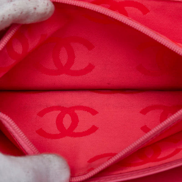 シャネル カンボンライン ココマーク ラウンドファスナー 長財布 ブラック レザー レディース CHANEL 【中古】