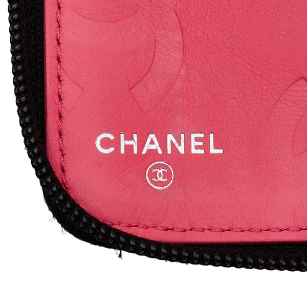 シャネル カンボンライン ココマーク ラウンドファスナー 長財布 ブラック レザー レディース CHANEL 【中古】