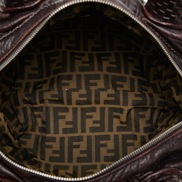 フェンディ ズッカ スパイバッグ ハンドバッグ 8BL078 ブラウン ベージュ レザー レディース FENDI 【中古】