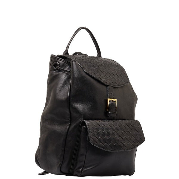 ボッテガヴェネタ イントレチャート リュック バックパック ブラック レザー レディース BOTTEGAVENETA 【中古】