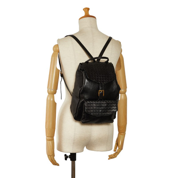 ボッテガヴェネタ イントレチャート リュック バックパック ブラック レザー レディース BOTTEGAVENETA 【中古】