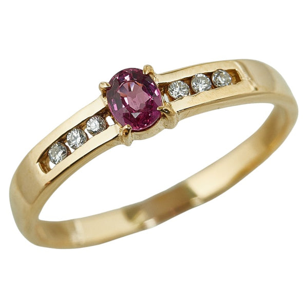 K18YG イエローゴールド ルビー0.25ct ダイヤ0.061ct リング 指輪 レディース 14号 【中古】