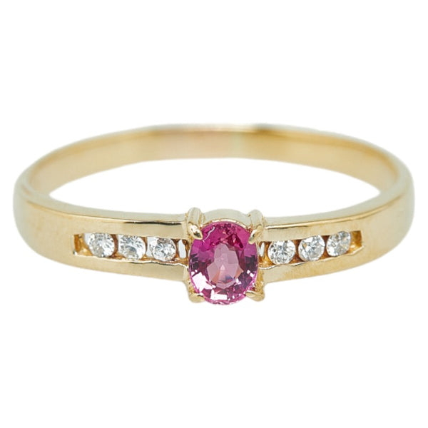 K18YG イエローゴールド ルビー0.25ct ダイヤ0.061ct リング 指輪 レディース 14号 【中古】