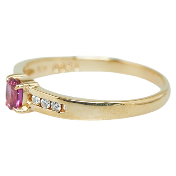 K18YG イエローゴールド ルビー0.25ct ダイヤ0.061ct リング 指輪 レディース 14号 【中古】