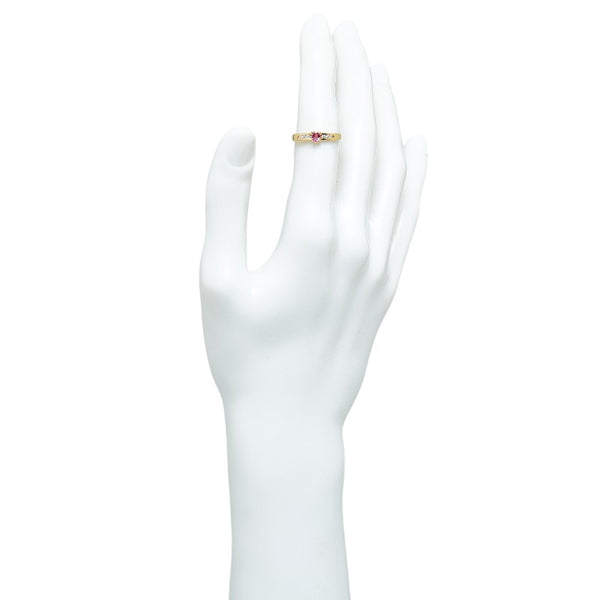 K18YG イエローゴールド ルビー0.25ct ダイヤ0.061ct リング 指輪 レディース 14号 【中古】