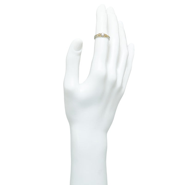 Pt900 プラチナ K18YG イエローゴールド コンビ ダイヤ0.19ct リング 指輪 レディース 11.5号 【中古】