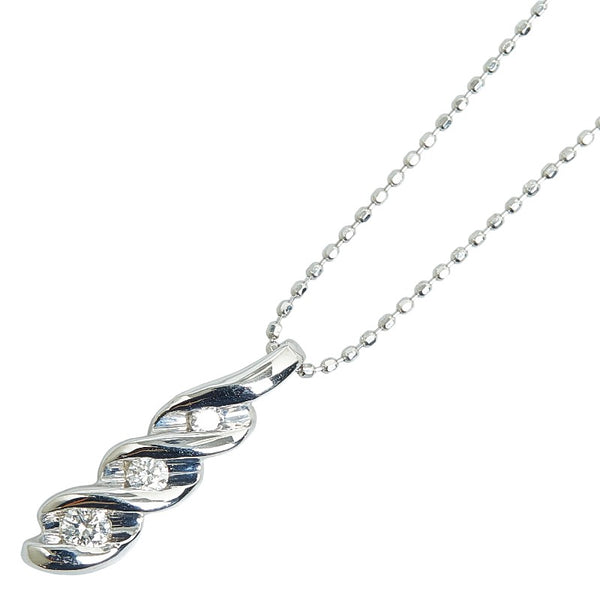 K18WG ホワイトゴールド ダイヤ0.13ct ネックレス レディース 【中古】