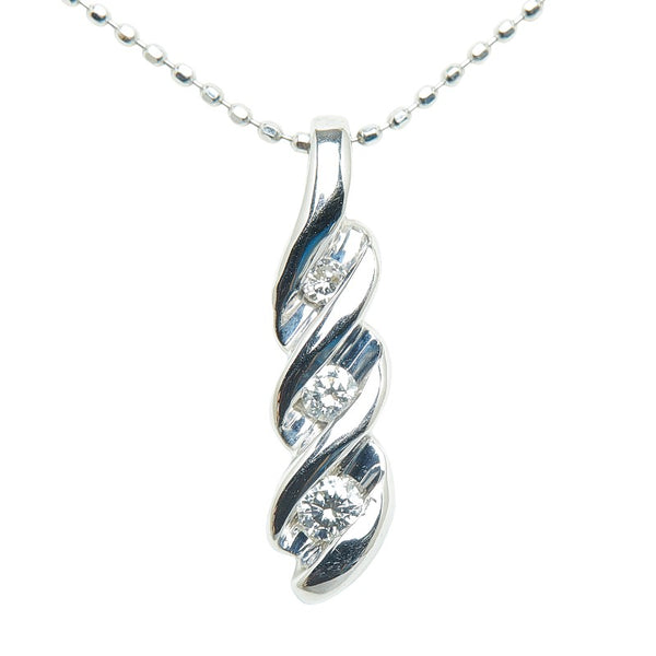 K18WG ホワイトゴールド ダイヤ0.13ct ネックレス レディース 【中古】