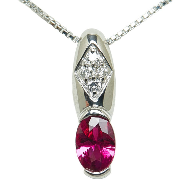 Pt900 プラチナ Pt850 プラチナ ルビー0.53ct ダイヤ0.05ct ペンダントネックレス レディース 【中古】