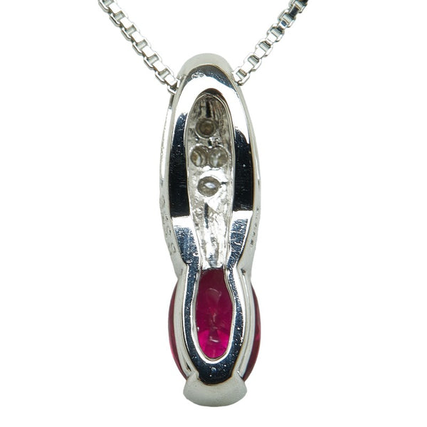 Pt900 プラチナ Pt850 プラチナ ルビー0.53ct ダイヤ0.05ct ペンダントネックレス レディース 【中古】