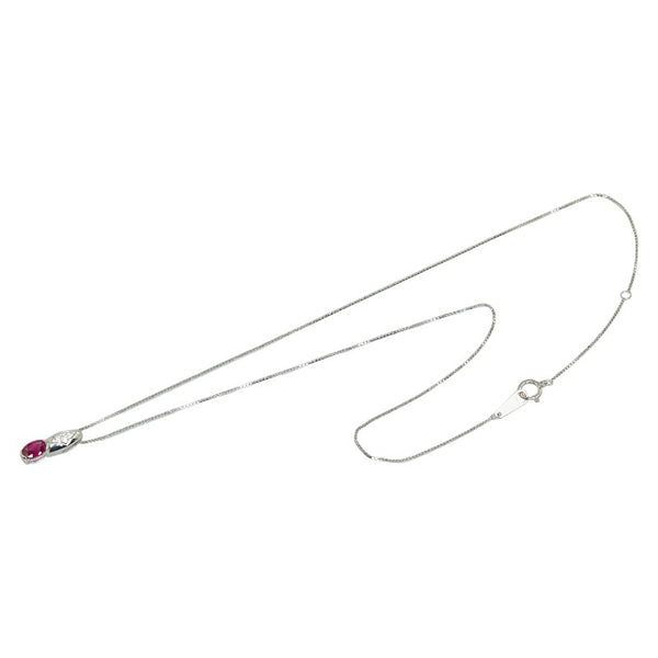 Pt900 プラチナ Pt850 プラチナ ルビー0.53ct ダイヤ0.05ct ペンダントネックレス レディース 【中古】