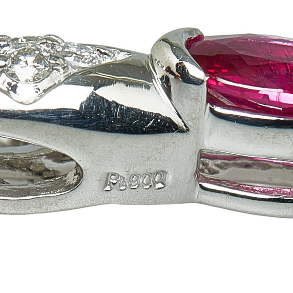 Pt900 プラチナ Pt850 プラチナ ルビー0.53ct ダイヤ0.05ct ペンダントネックレス レディース 【中古】