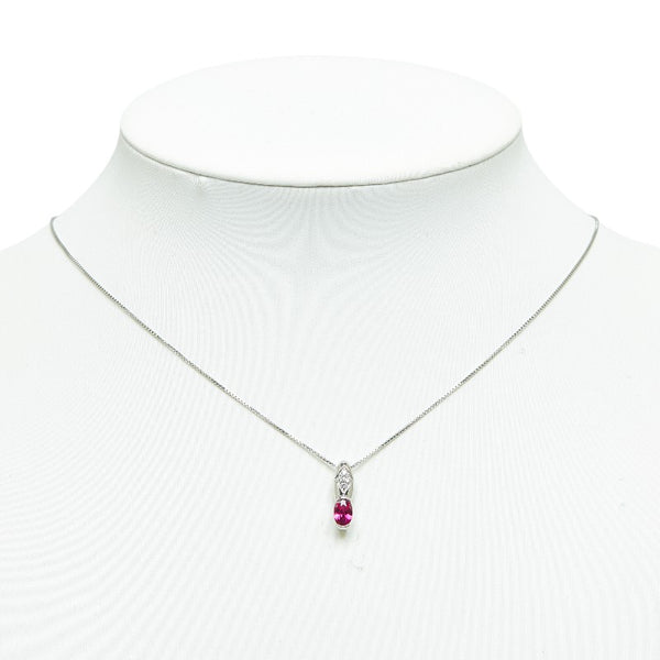Pt900 プラチナ Pt850 プラチナ ルビー0.53ct ダイヤ0.05ct ペンダントネックレス レディース 【中古】