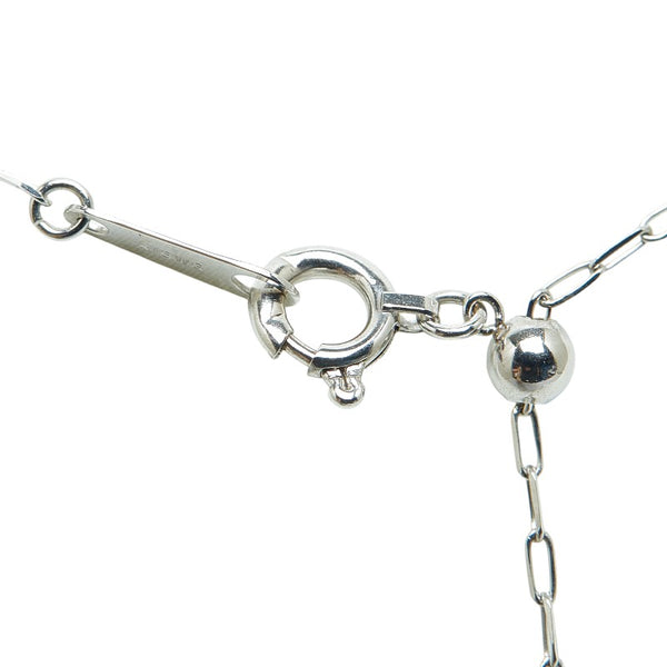K18WG ホワイトゴールド Pt900 プラチナ コンビ ダイヤ1.06ct ハート モチーフ レオンチェーン ネックレス レディース 【中古】