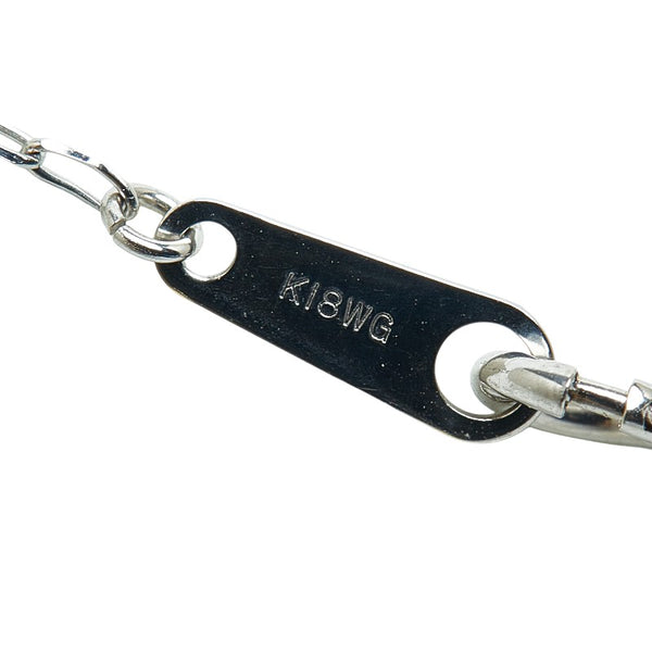 K18WG ホワイトゴールド Pt900 プラチナ コンビ ダイヤ1.06ct ハート モチーフ レオンチェーン ネックレス レディース 【中古】