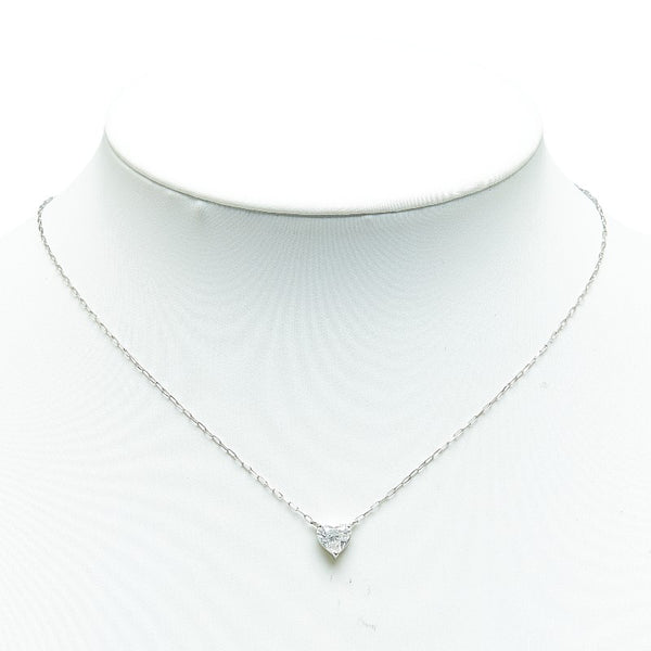 K18WG ホワイトゴールド Pt900 プラチナ コンビ ダイヤ1.06ct ハート モチーフ レオンチェーン ネックレス レディース 【中古】