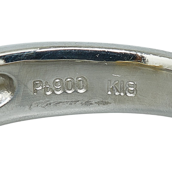 Pt900 プラチナ K18YG イエローゴールド コンビ ダイヤ1.00ct スクエア リング 指輪 レディース 9.5号 【中古】