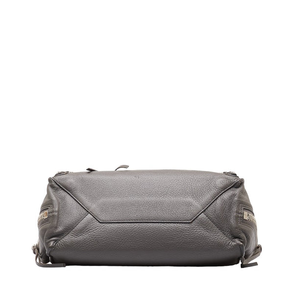 バレンシアガ ペーパー A6 ハンドバッグ ショルダーバッグ 2WAY 370926 グレー レザー レディース BALENCIAGA 【中古】
