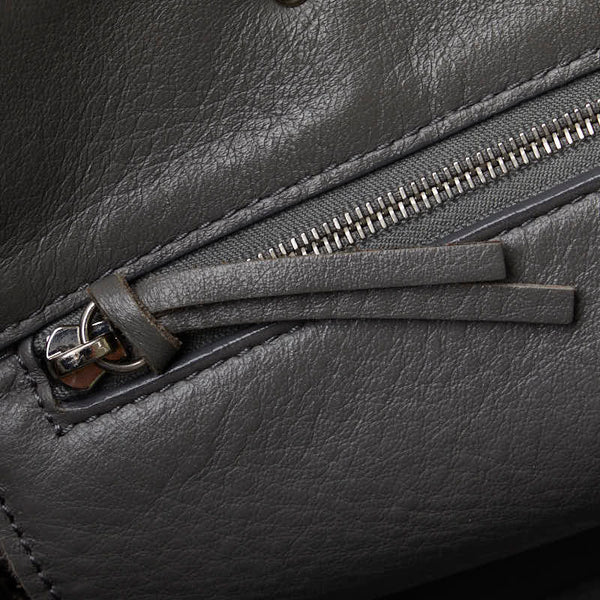 バレンシアガ ペーパー A6 ハンドバッグ ショルダーバッグ 2WAY 370926 グレー レザー レディース BALENCIAGA 【中古】