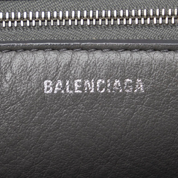バレンシアガ ペーパー A6 ハンドバッグ ショルダーバッグ 2WAY 370926 グレー レザー レディース BALENCIAGA 【中古】