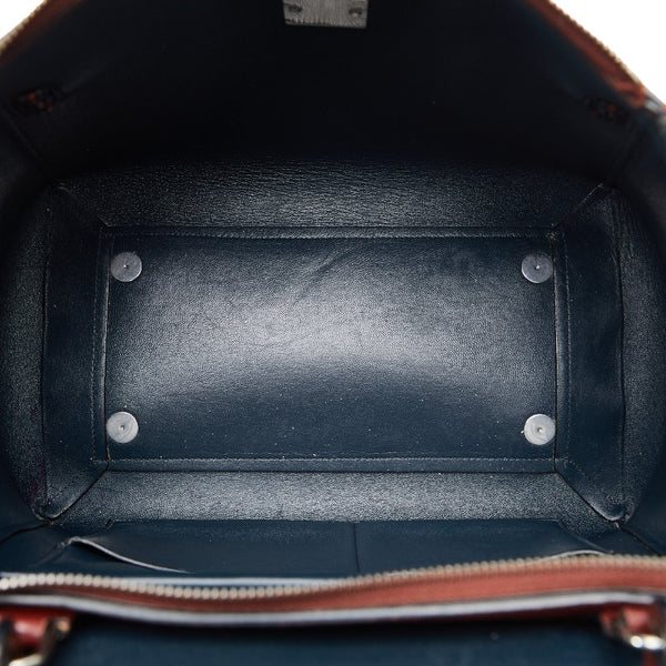 セリーヌ ベルトバック ハンドバッグ ワインレッド ブラック レザー レディース CELINE 【中古】