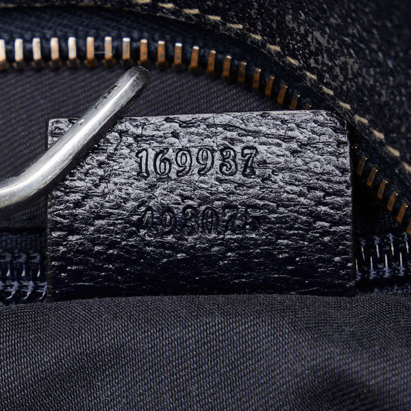 グッチ GGキャンバス シェリーライン 斜め掛け ショルダーバッグ 169937 ベージュ ネイビー キャンバス レザー レディース GUCCI 【中古】