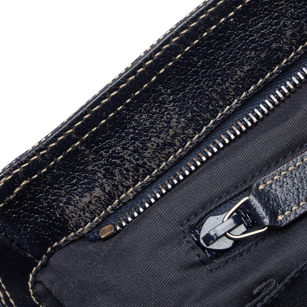 グッチ GGキャンバス シェリーライン 斜め掛け ショルダーバッグ 169937 ベージュ ネイビー キャンバス レザー レディース GUCCI 【中古】