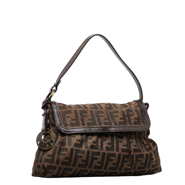 フェンディ ズッカ ワンショルダーバッグ 8BR436 ブラウン キャンバス ナイロン レディース FENDI 【中古】