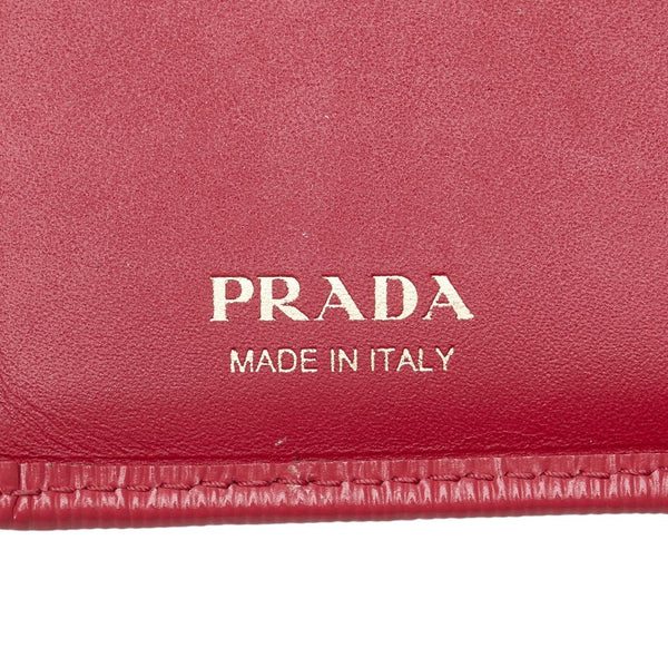 プラダ サフィアーノ 二つ折り財布 1ML225 ピンク レザー レディース PRADA 【中古】