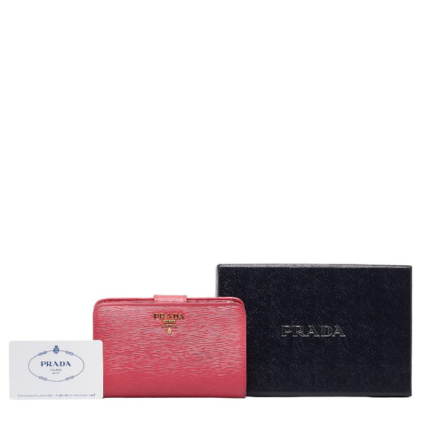 プラダ サフィアーノ 二つ折り財布 1ML225 ピンク レザー レディース PRADA 【中古】