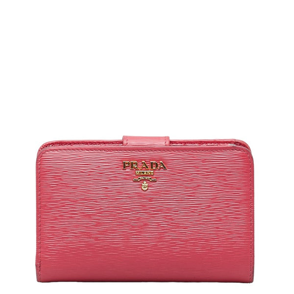 プラダ サフィアーノ 二つ折り財布 1ML225 ピンク レザー レディース PRADA 【中古】