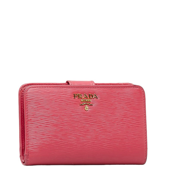 プラダ サフィアーノ 二つ折り財布 1ML225 ピンク レザー レディース PRADA 【中古】