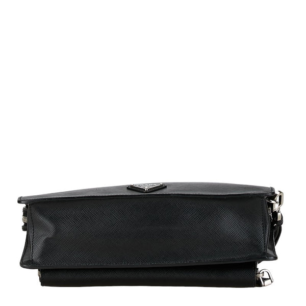 プラダ サフィアーノ クラッチバッグ セカンドバッグ ブラック レザー メンズ PRADA 【中古】