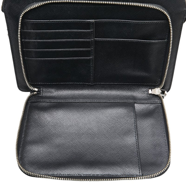 プラダ サフィアーノ クラッチバッグ セカンドバッグ ブラック レザー メンズ PRADA 【中古】
