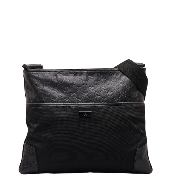 グッチ グッチシマ  ショルダーバッグ 161822 ブラック キャンバス レザー レディース GUCCI 【中古】