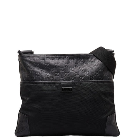 グッチ グッチシマ  ショルダーバッグ 161822 ブラック キャンバス レザー レディース GUCCI 【中古】