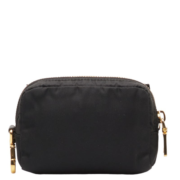プラダ リボン ポーチ 1NF727 ブラック ゴールド ナイロン レディース PRADA 【中古】