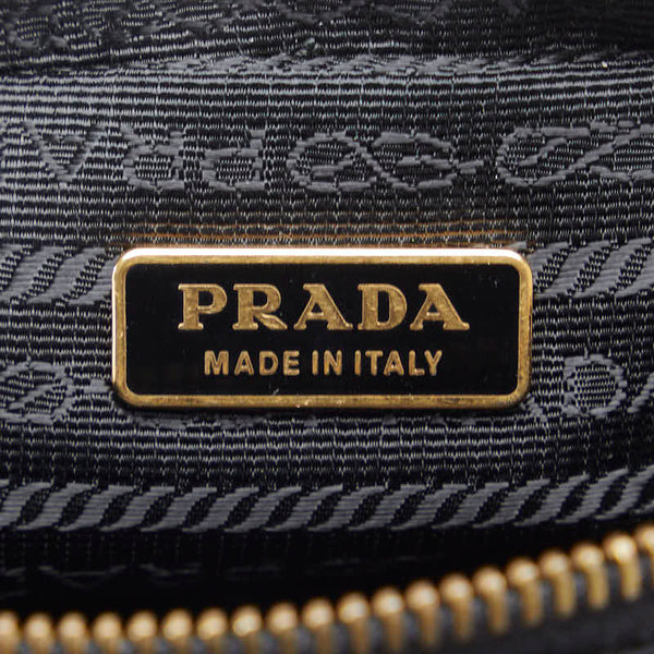 プラダ リボン ポーチ 1NF727 ブラック ゴールド ナイロン レディース PRADA 【中古】