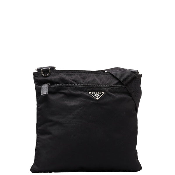 プラダ 斜め掛け ショルダーバッグ ブラック ナイロン レディース PRADA 【中古】
