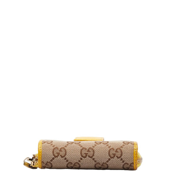 グッチ GGキャンバス 二つ折り財布 ラウンドファウナー コンパクトウォレット 346056 ベージュ イエロー キャンバス レザー レディース GUCCI 【中古】