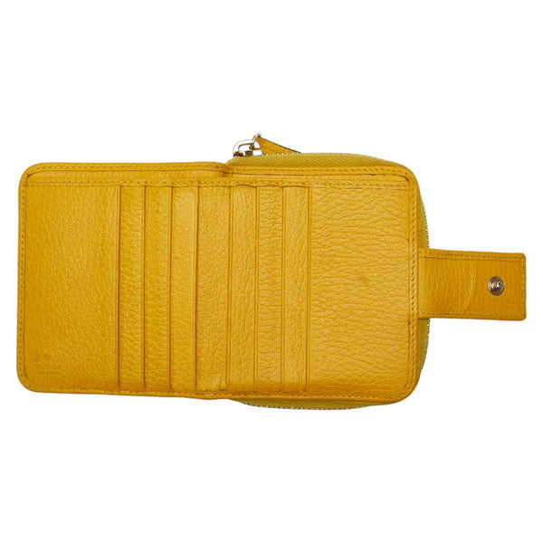 グッチ GGキャンバス 二つ折り財布 ラウンドファウナー コンパクトウォレット 346056 ベージュ イエロー キャンバス レザー レディース GUCCI 【中古】