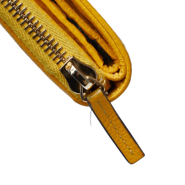 グッチ GGキャンバス 二つ折り財布 ラウンドファウナー コンパクトウォレット 346056 ベージュ イエロー キャンバス レザー レディース GUCCI 【中古】